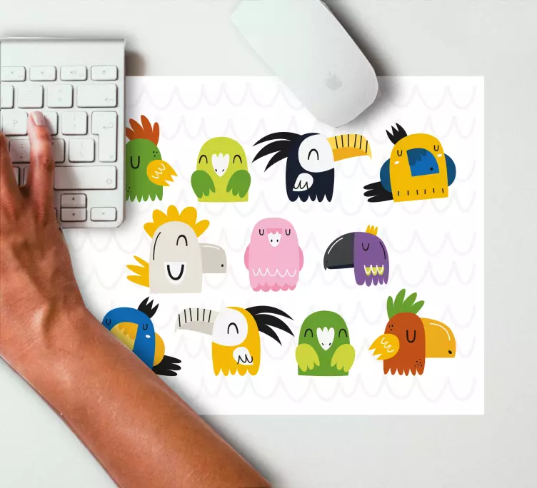 Original musmatta färgglada tecknade fåglar - Tenstickers