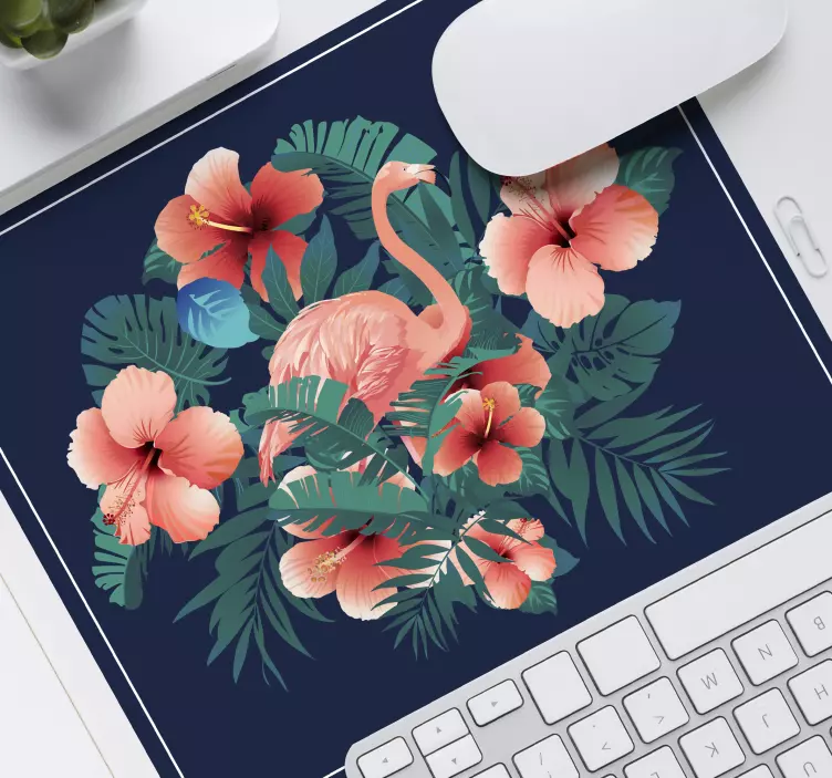 Original musmatta flamingo blommig scen - Tenstickers