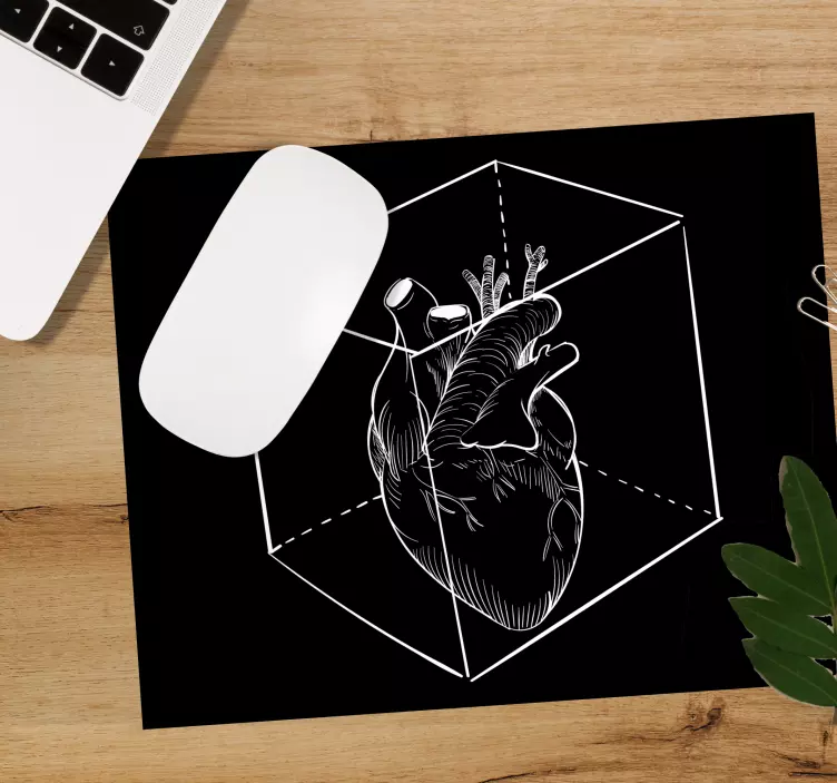 Original musmatta hjärtkubisk illustration - Tenstickers