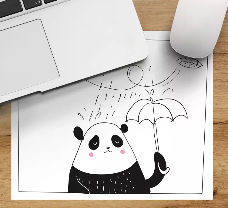 Original musmatta lekfull panda med paraply - Tenstickers