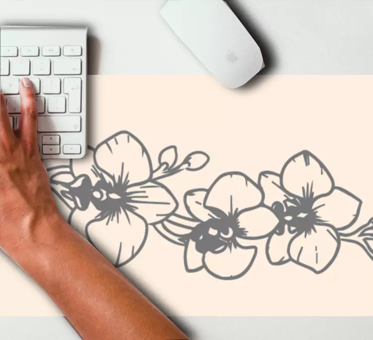 Original musmatta med blomstrande orkidémönster - Tenstickers