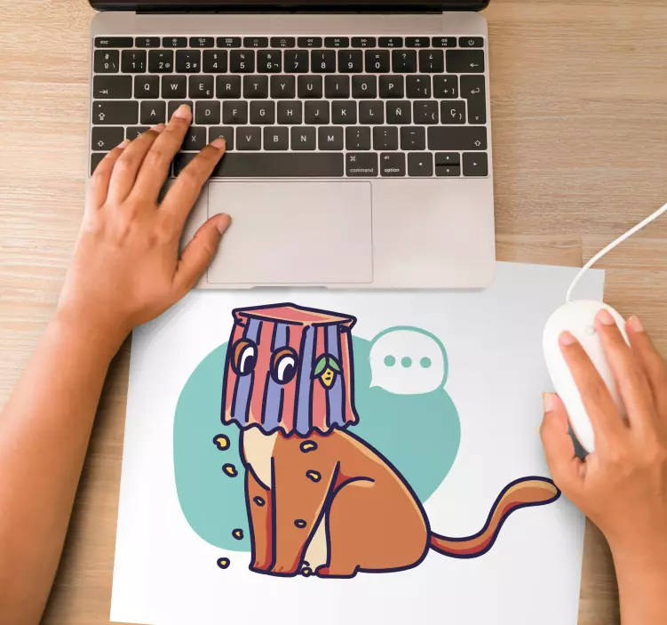 Original musmatta med rolig kattillustration - Tenstickers
