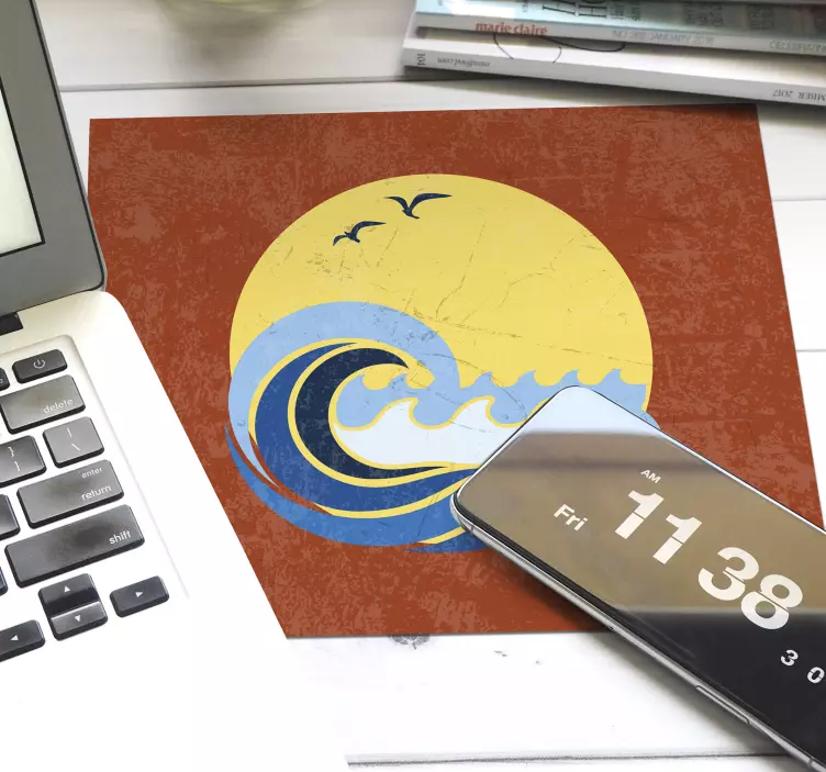 Original musmatta vågorna under solnedgången - Tenstickers