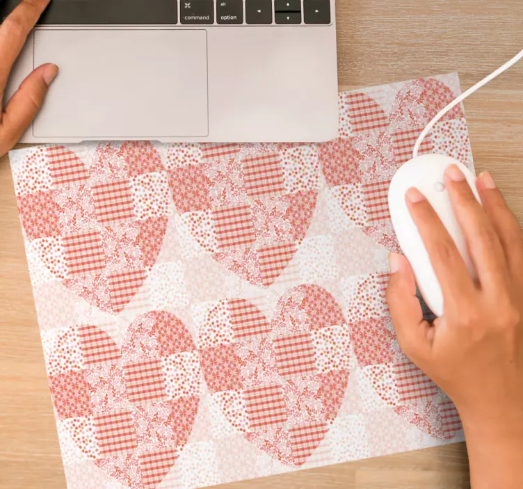 Patchworkhjärtan mönster och texturer musmatta - Tenstickers