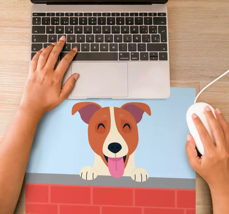 Playful dog peeking original musmatta - Tenstickers