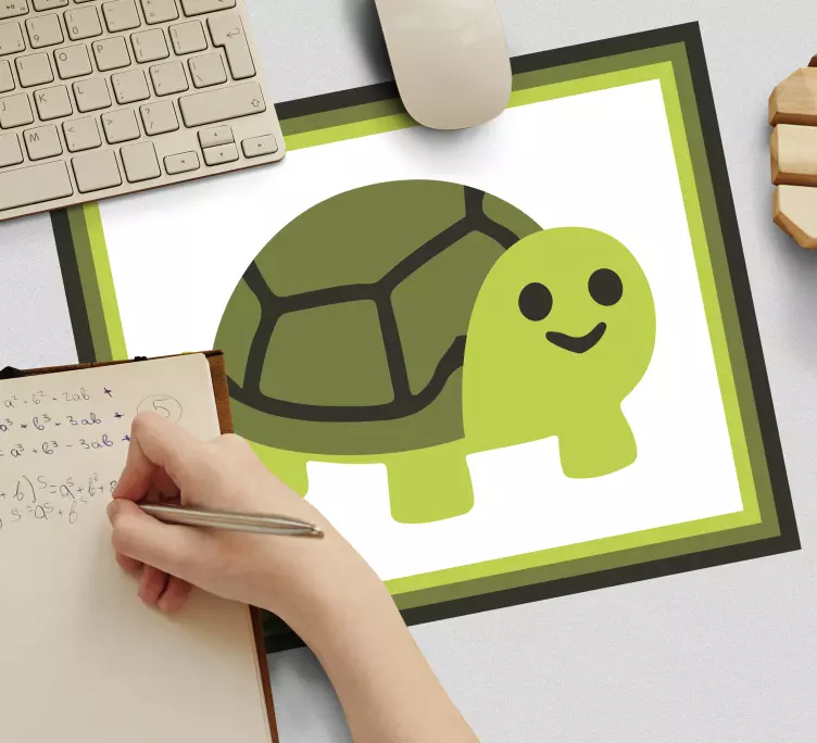 Rolig leende sköldpadda tecknad original musmatta - Tenstickers