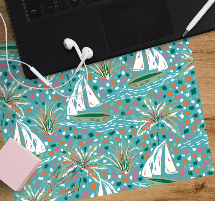 Sailing palm print mönster och texturer musmatta - Tenstickers