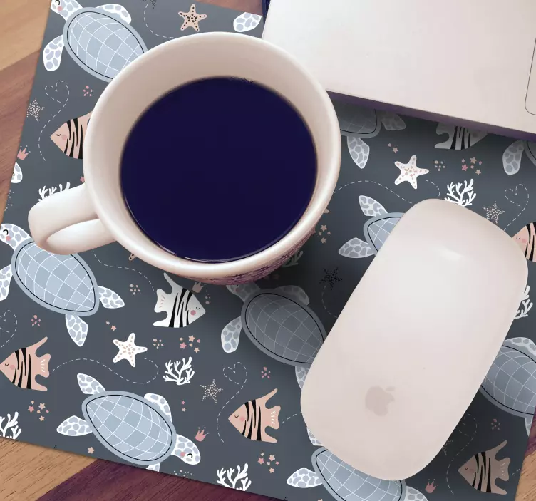 Sköldpadda och fisk under vattnet musmatta - Tenstickers