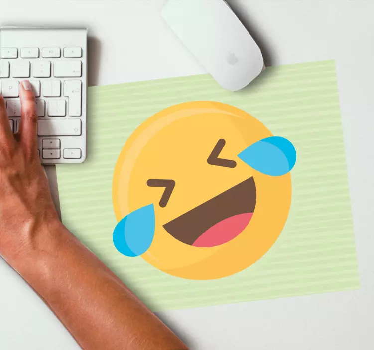 Skrattar runt emoji ansikte fler musmattor - Tenstickers