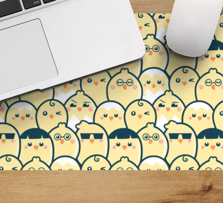 Söta kycklingmönster och texturer musmatta - Tenstickers