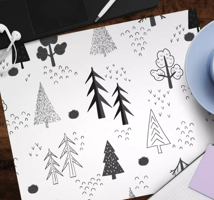 Styliserade skogselement mönster och texturer musmatta - Tenstickers