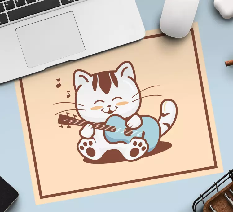 Tecknad musiker katt original musmatta - Tenstickers