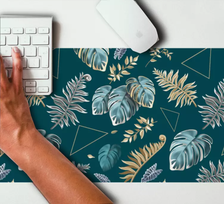 Tropiska bladkomposition mönster och texturer musmatta - Tenstickers