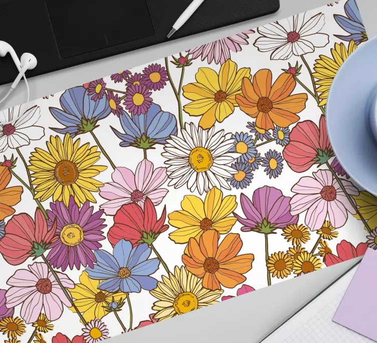 Vibrant botanisk komposition mönster och texturer musmatta - Tenstickers