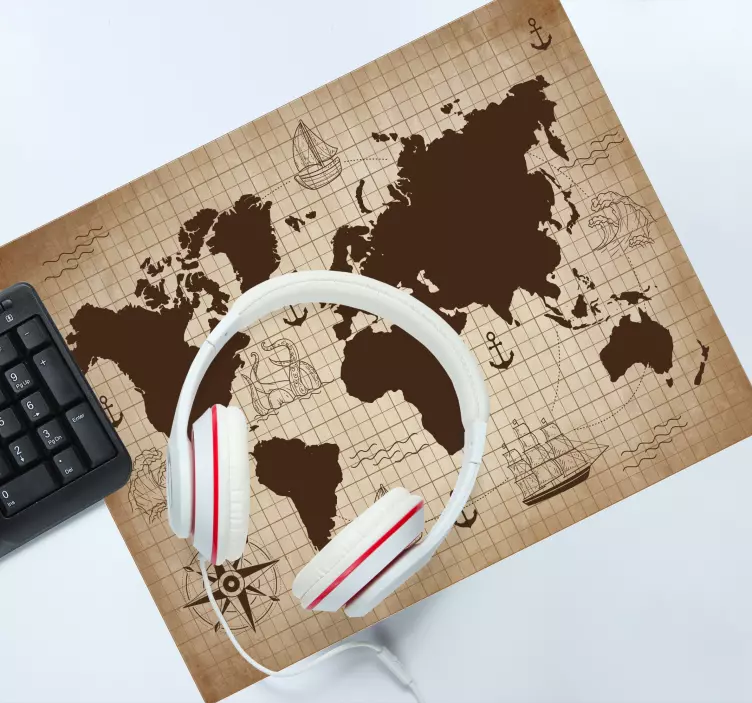 Vintage karta över världen musmatta - Tenstickers