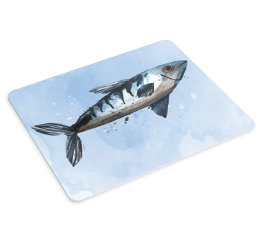 Original musmatta med detaljerad fiskillustration - Tenstickers