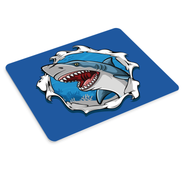 Stor haj 3d fiskmus matta - Tenstickers
