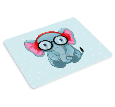 Elefant med glasögon och hörlurar musmatta originalmousepad - Tenstickers