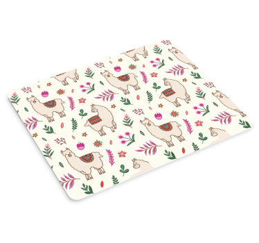 Original musmatta med alpackor och blommönster - Tenstickers