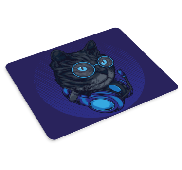 Dj kattillustration originalmusmatta - Tenstickers