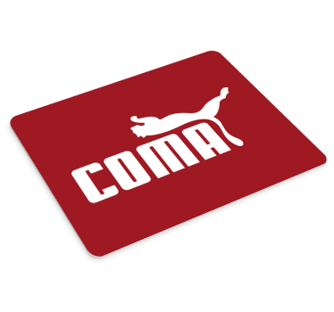 Original musmatta med fet röd text - Tenstickers