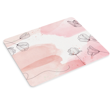Blommor på pastellrosa bakgrund originalmusmatta - Tenstickers