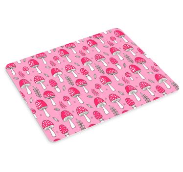 Klassiska svampar och växter på rosa bakgrundsmousepad - Tenstickers