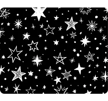 Svart stjärna mönster vit bakgrund original mousepad - Tenstickers