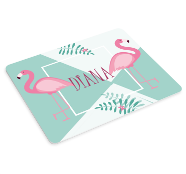 Söta flamingos med blad anpassade musmattor - Tenstickers
