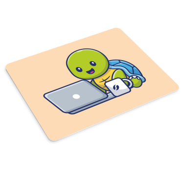 Tecknad sköldpadda som arbetar original musmatta - Tenstickers