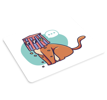 Original musmatta med rolig kattillustration - Tenstickers