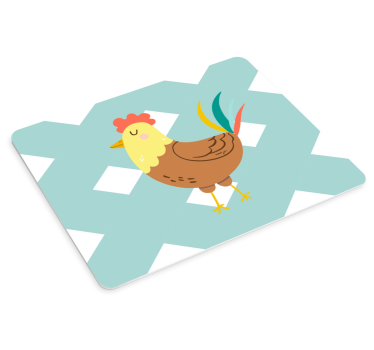 Original musmatta med charmig höna illustration - Tenstickers