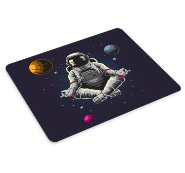 Astronaut som mediterar med planetoriginalmousepad - Tenstickers
