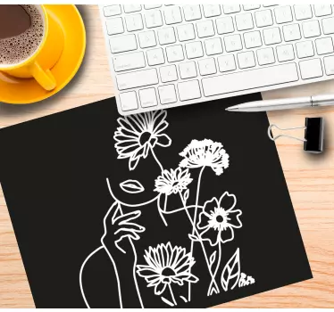 Blommig siluettkonst original musmatta - Tenstickers
