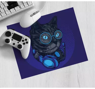 Dj kattillustration originalmusmatta - Tenstickers