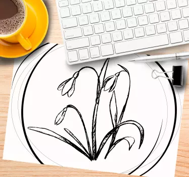Original musmatta elegant blommig skiss - Tenstickers