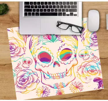 Original musmatta färgglad blommig dödskalle - Tenstickers