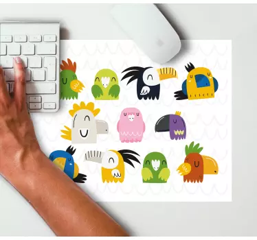 Original musmatta färgglada tecknade fåglar - Tenstickers