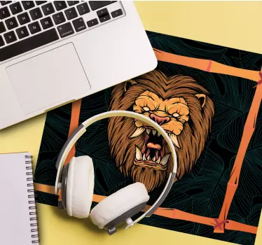 Original musmatta fierce lion porträtt - Tenstickers