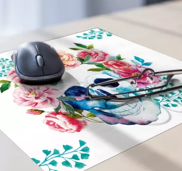 Original musmatta med blommönster av skalle - Tenstickers