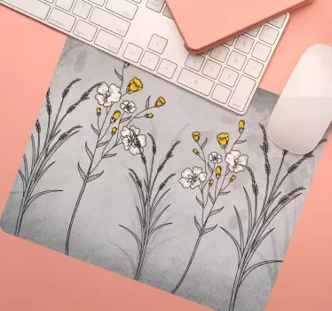 Original musmatta med blommotiv accent - Tenstickers