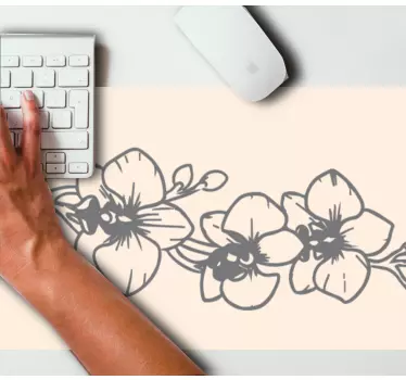 Original musmatta med blomstrande orkidémönster - Tenstickers