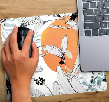 Original musmatta med botanisk bladmönster - Tenstickers