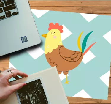Original musmatta med charmig höna illustration - Tenstickers