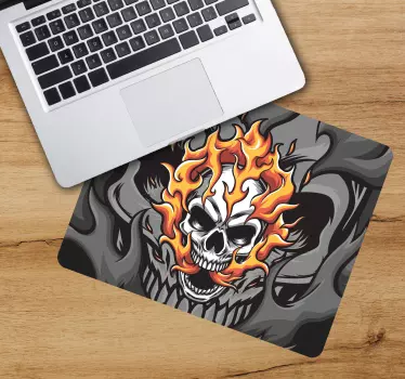 Original musmatta med flammande dödskallemotiv - Tenstickers