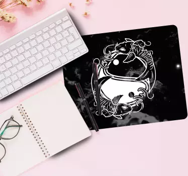 Original musmatta yin yang fisk konst - Tenstickers