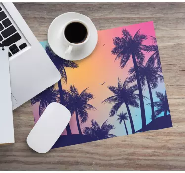 Palmer färgrik himmel originalmusmatta - Tenstickers