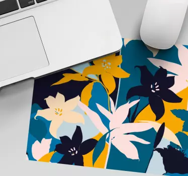 Radiant botanisk tryck original musmatta - Tenstickers