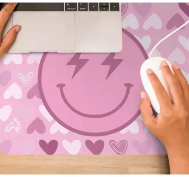 Rosa blixt smiley ansikte original musmatta - Tenstickers