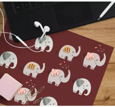 Söt elefantmönster original musmatta - Tenstickers